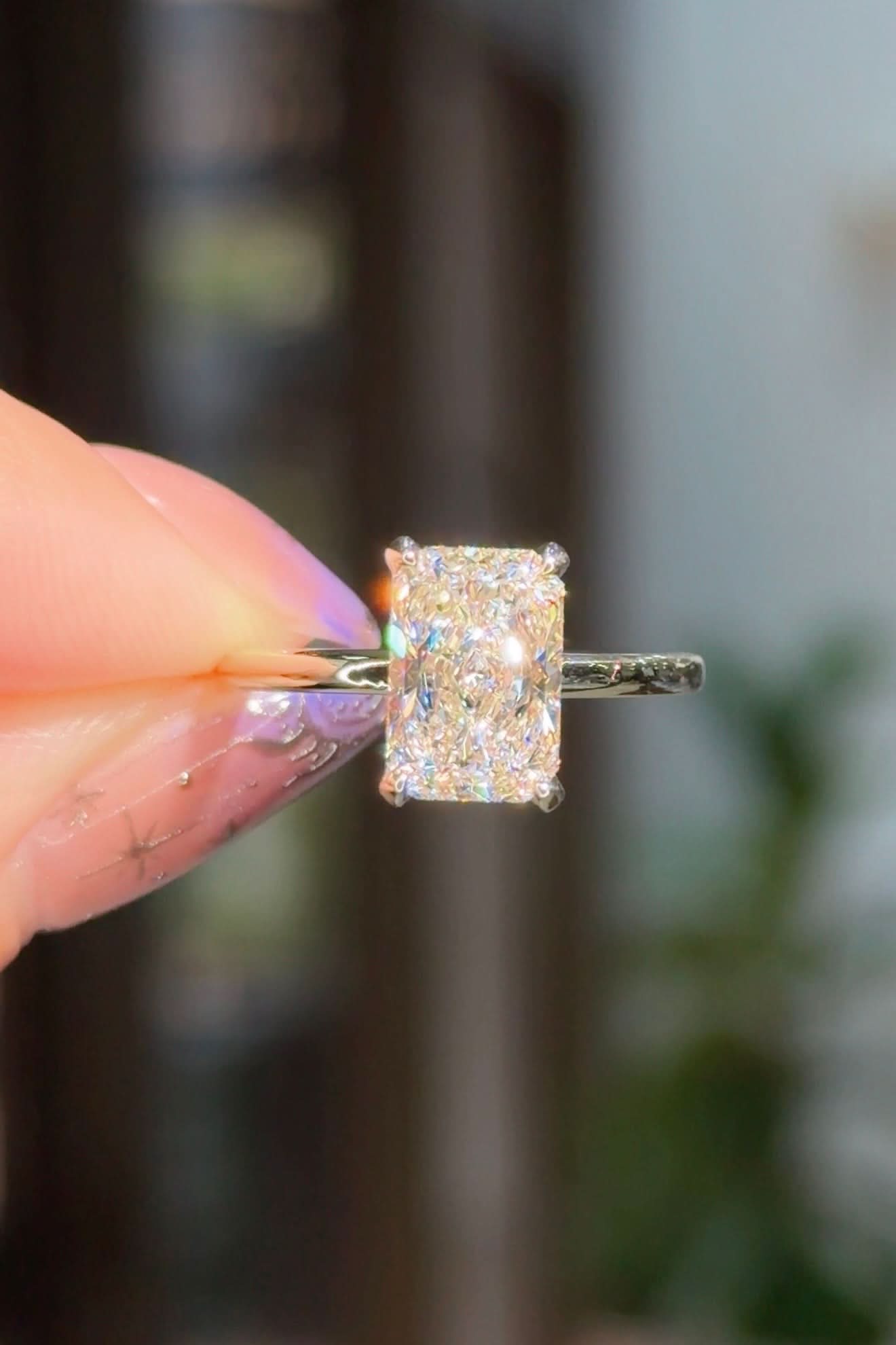 2.20ct D - VVS1 Radiant Lab Diamond Kayla - PBD Engagement Rings