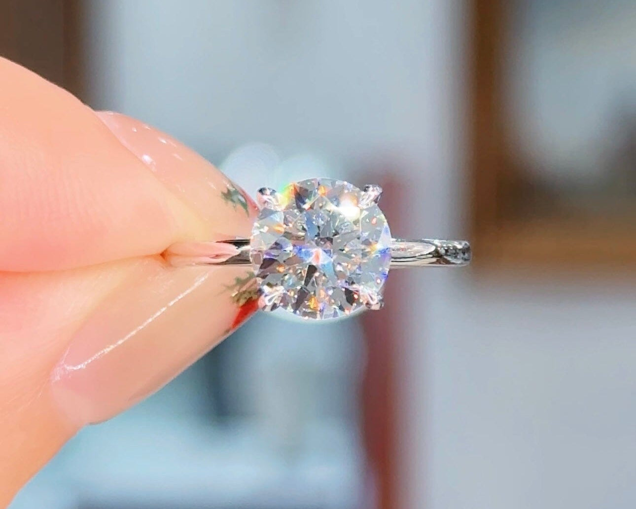 2.20ct E-VS1 Round Lab Diamond Leah Engagement Rings Princess Bride Diamonds 
