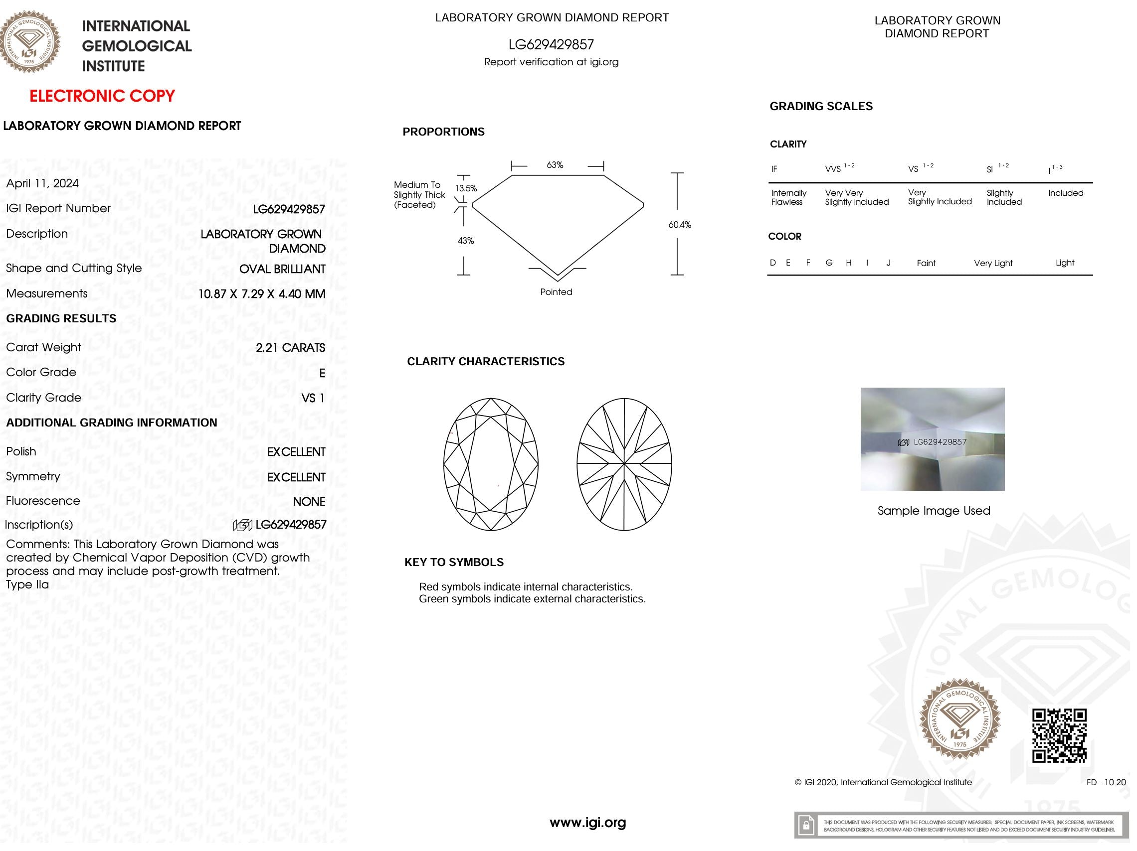 2.21 Carat E-VS1 Oval Lab Grown Diamond - IGI (#5404) Loose Diamond Princess Bride Diamonds 