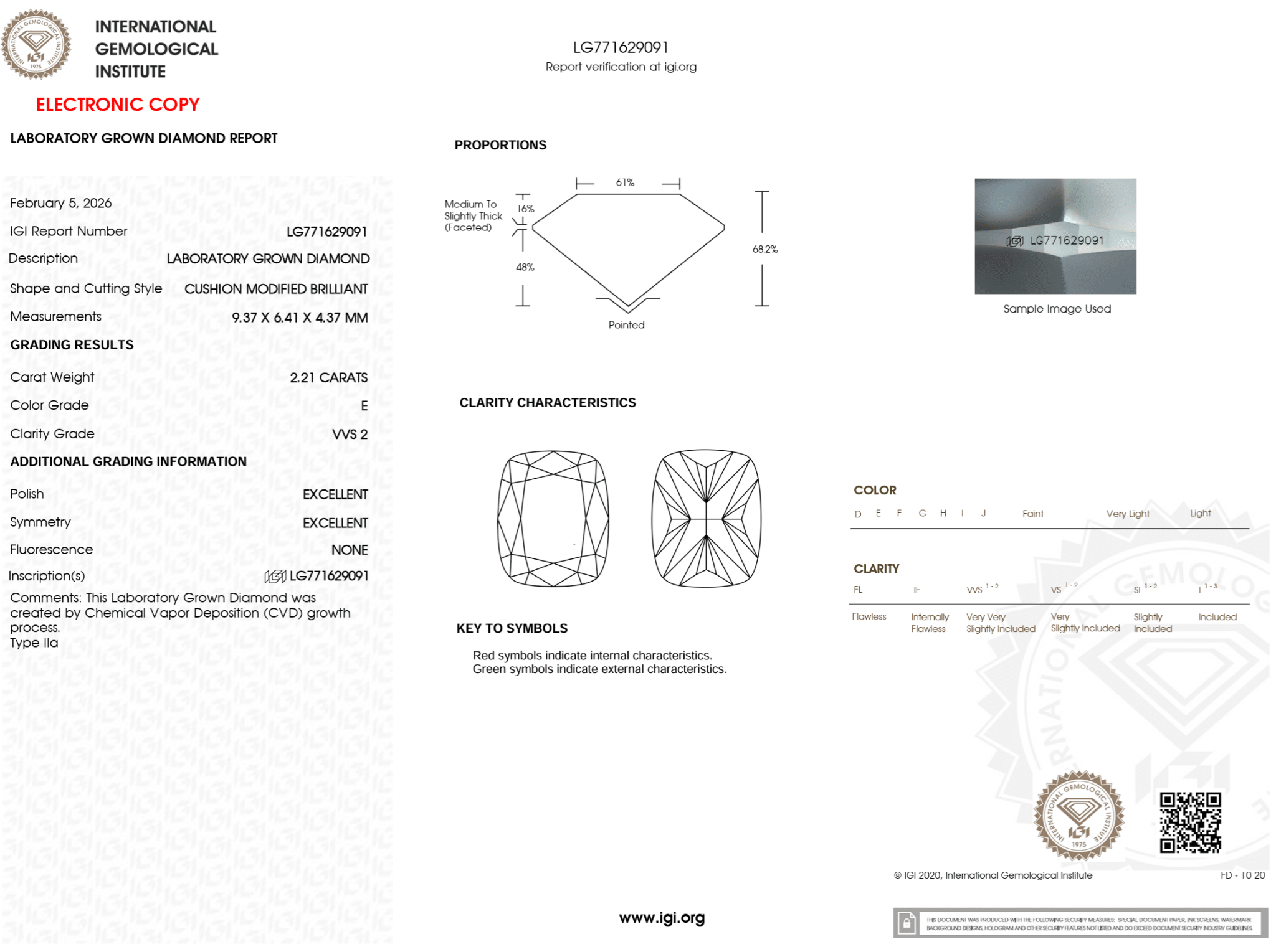 2.21 Carat E - VVS2 Elongated Cushion Lab Grown Diamond - IGI (124662) - PBD Loose Diamond