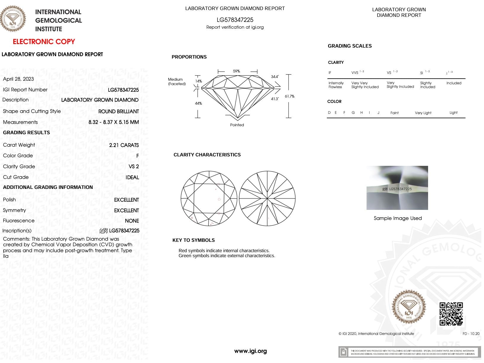 2.21 Carat F-VS2 Round Lab Grown Diamond - IGI (#51058) Loose Diamond Princess Bride Diamonds 