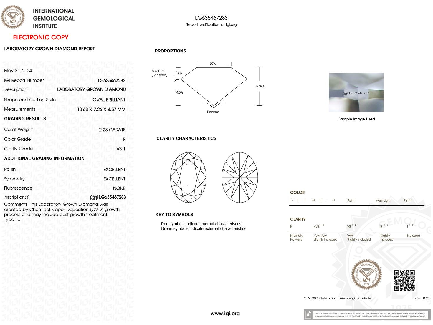 2.23 Carat F-VS1 Oval Lab Grown Diamond - IGI (#50264) Loose Diamond Princess Bride Diamonds 