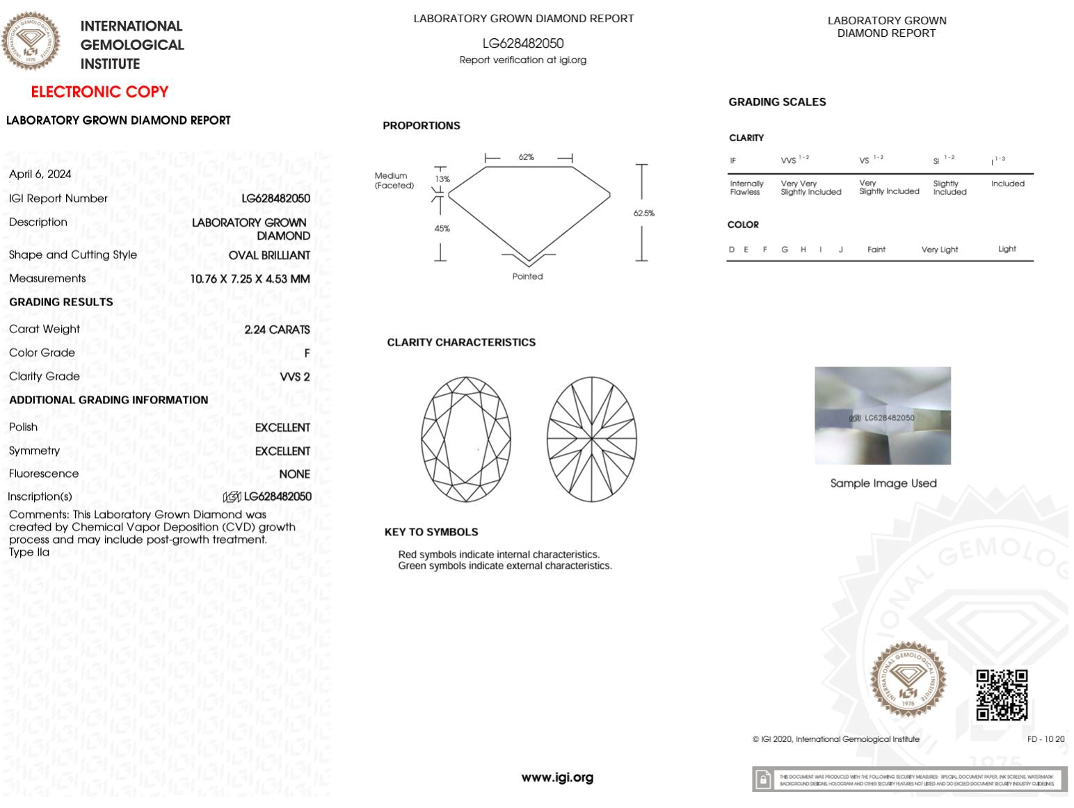 2.24 Carat F-VVS2 Oval Lab Grown Diamond - IGI (#49866) Loose Diamond Princess Bride Diamonds 