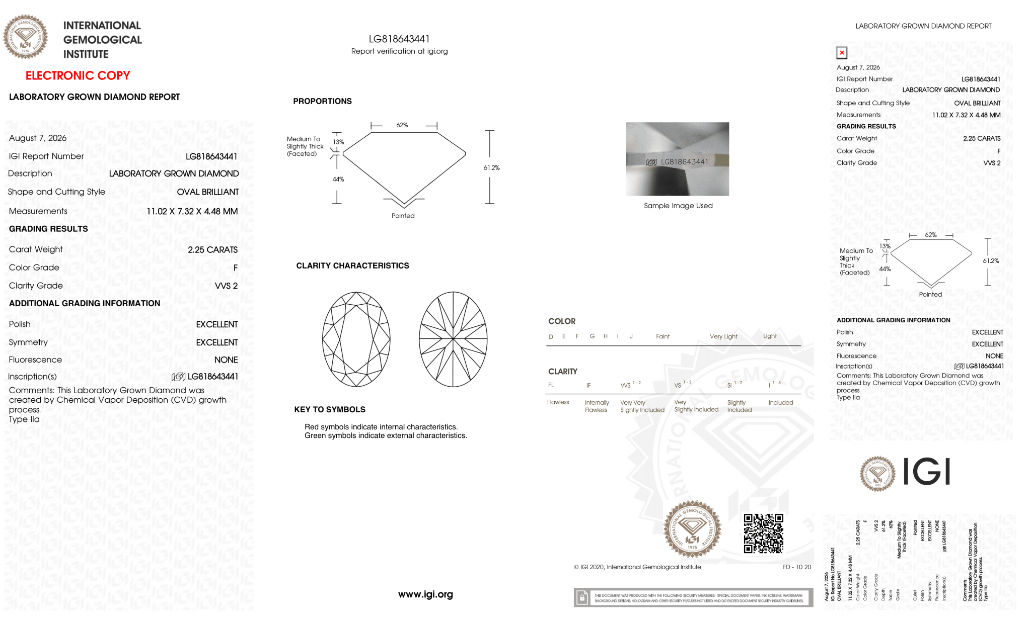 2.25 Carat F-VVS2 Oval Lab Grown Diamond - IGI (127910) - PBD Loose Diamond
