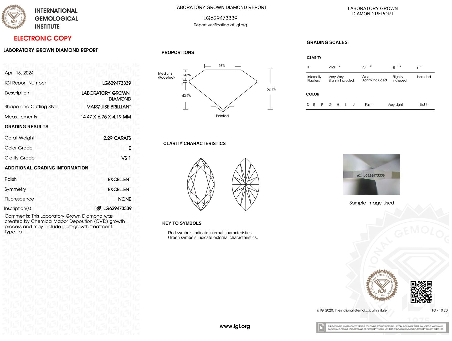 2.29 Carat E-VS1 Marquise Lab Grown Diamond - IGI (#5380) Loose Diamond Princess Bride Diamonds 