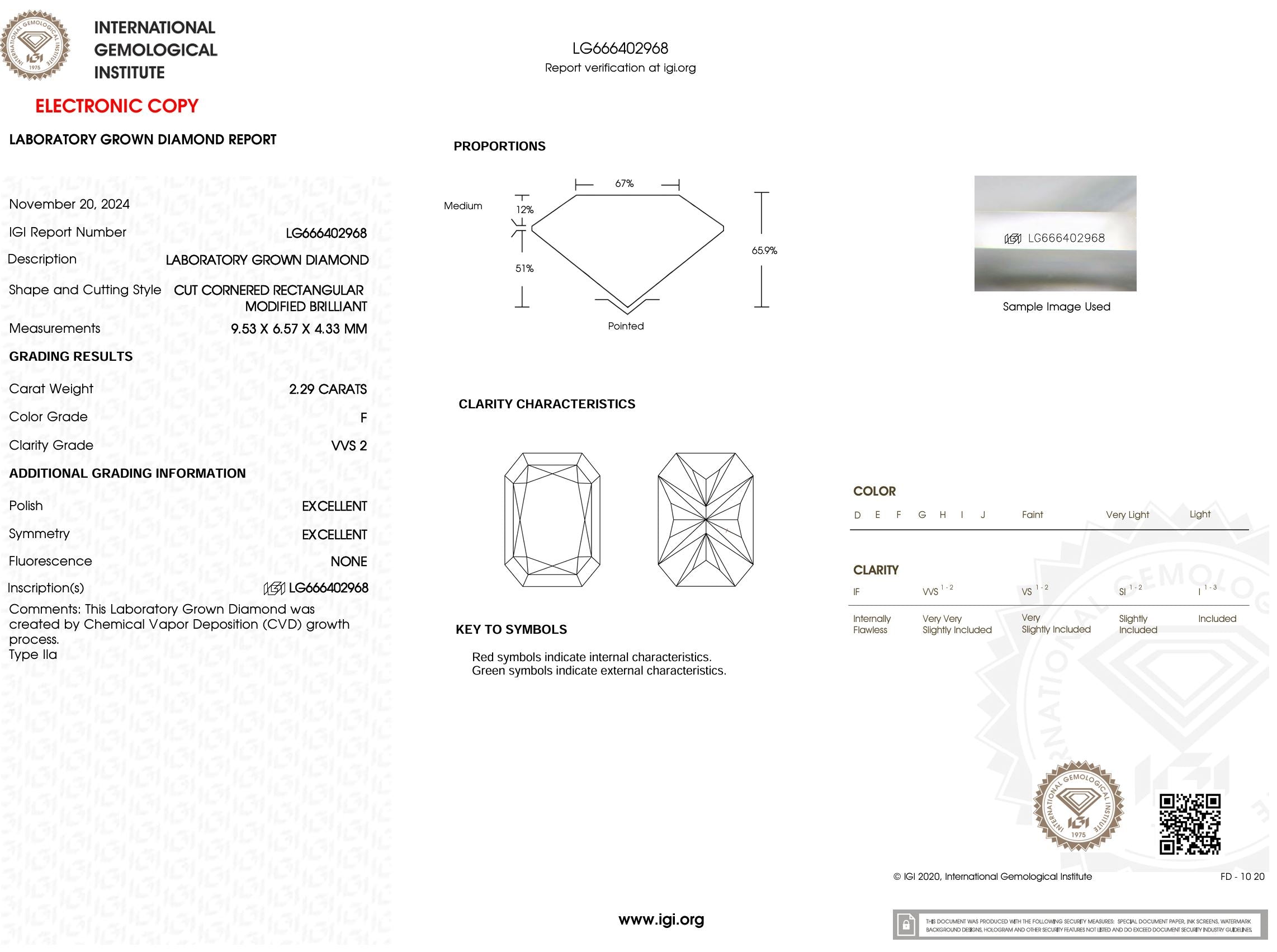 2.29 Carat F-VVS2 Radiant Lab Grown Diamond - IGI (#51807) Loose Diamond Princess Bride Diamonds 