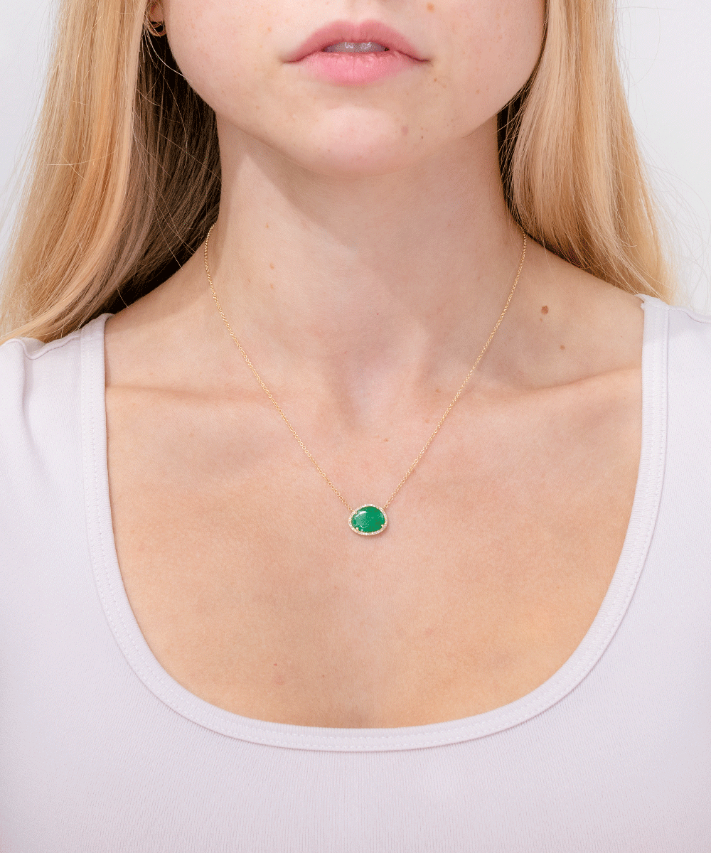 2.29ct Emerald & Diamond Halo Necklace Necklaces Princess Bride Diamonds 