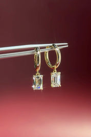 2.2ct Emerald Drop High Polish Hoops Yellow Gold - PBD Earrings