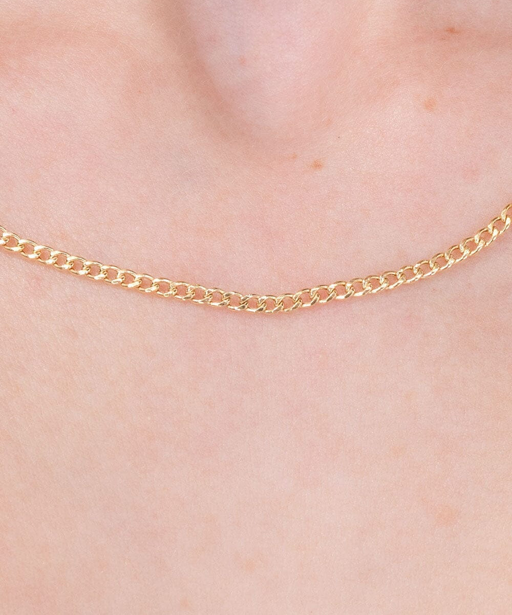 2.2mm Dainty Curb Chain Necklaces Princess Bride Diamonds 