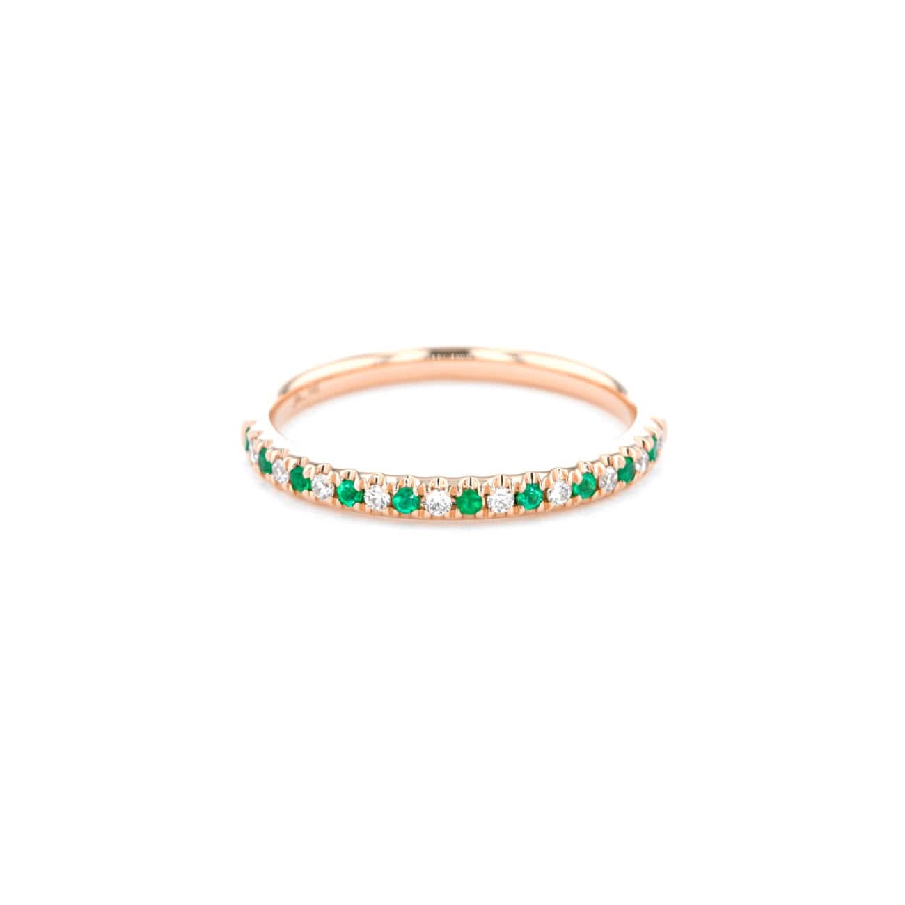 2.2mm Pavé Diamond & Emerald Ring - PBD Rings