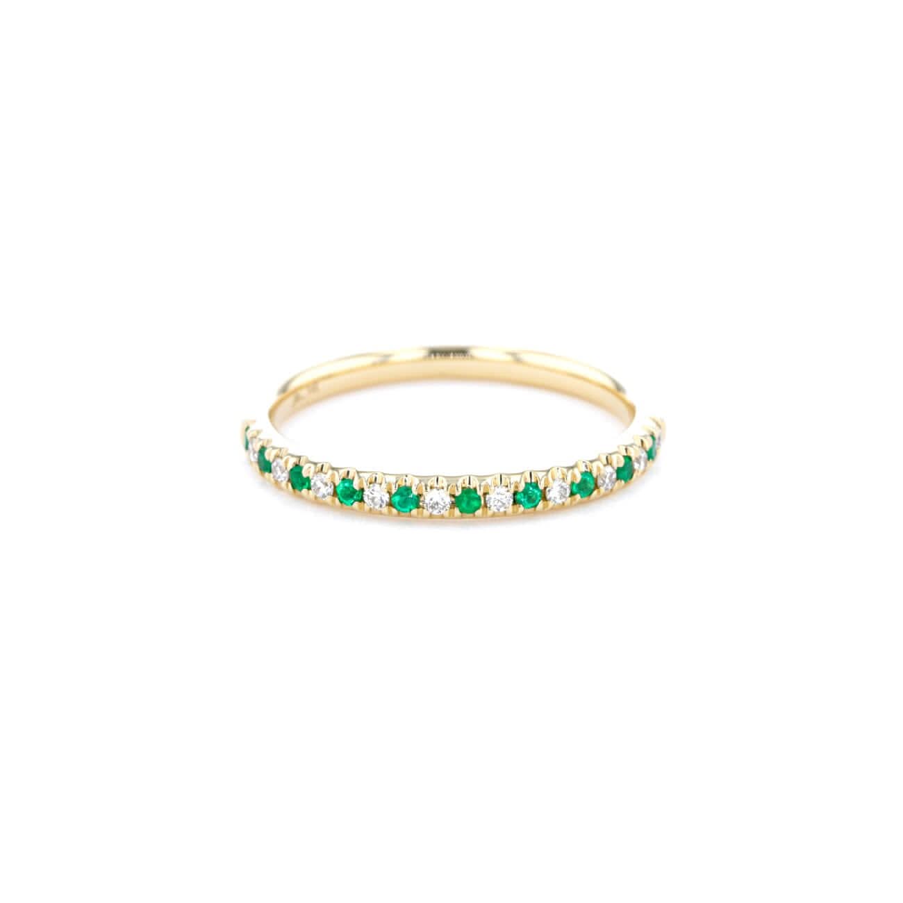 2.2mm Pavé Diamond & Emerald Ring - PBD Rings