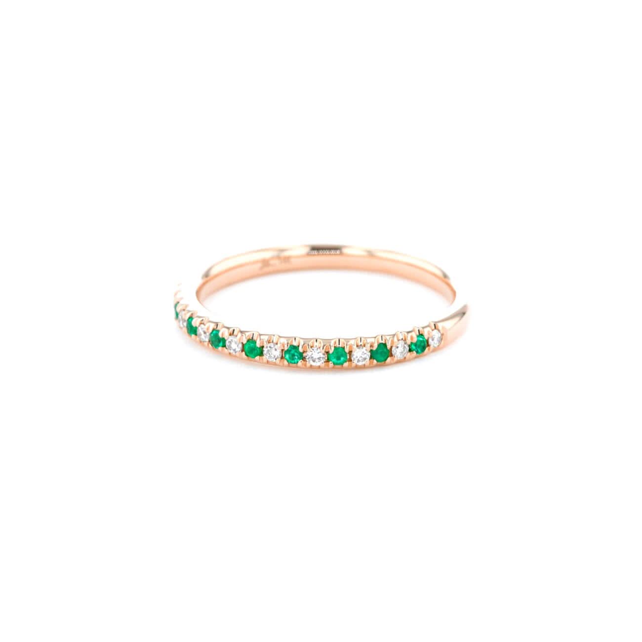 2.2mm Pavé Diamond & Emerald Ring - PBD Rings