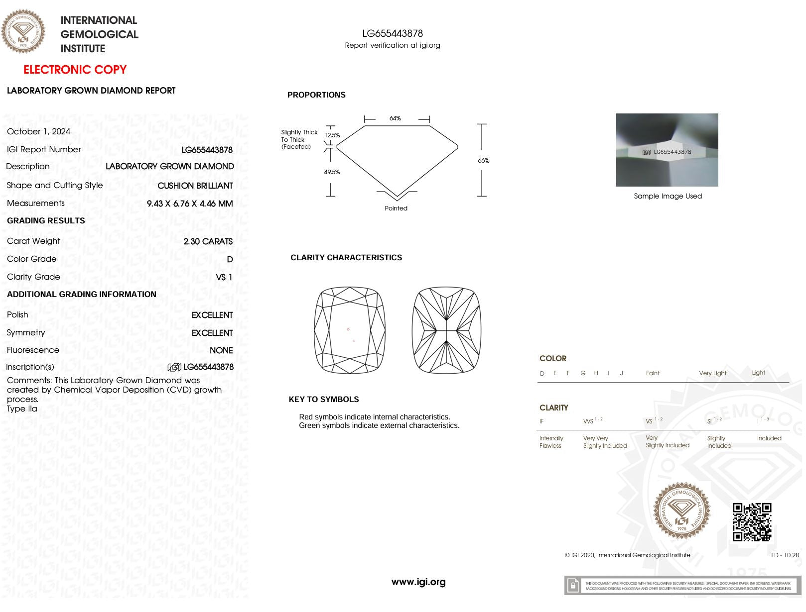 2.30 Carat D-VS1 Elongated Cushion Lab Grown Diamond - IGI (#51293) Loose Diamond Princess Bride Diamonds 