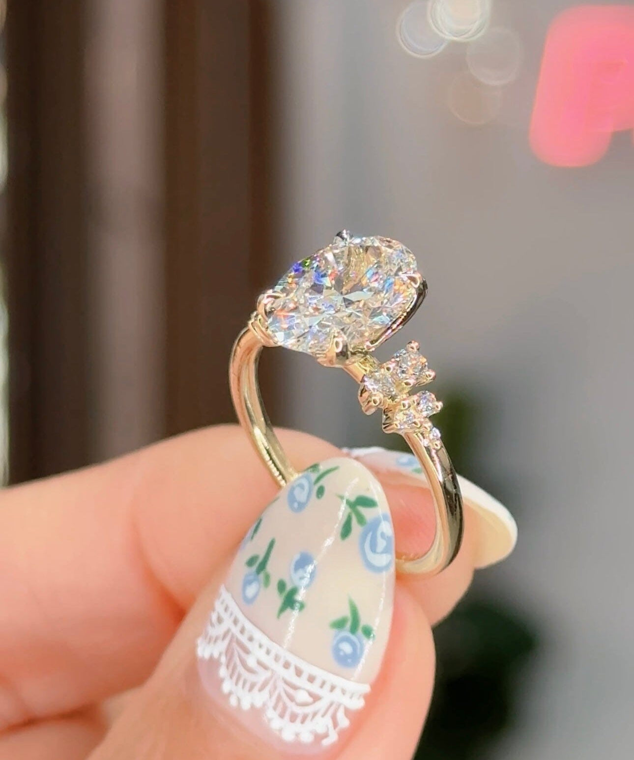 2.30ct E-VS1 Oval Lab Diamond Nova Engagement Rings Princess Bride Diamonds 