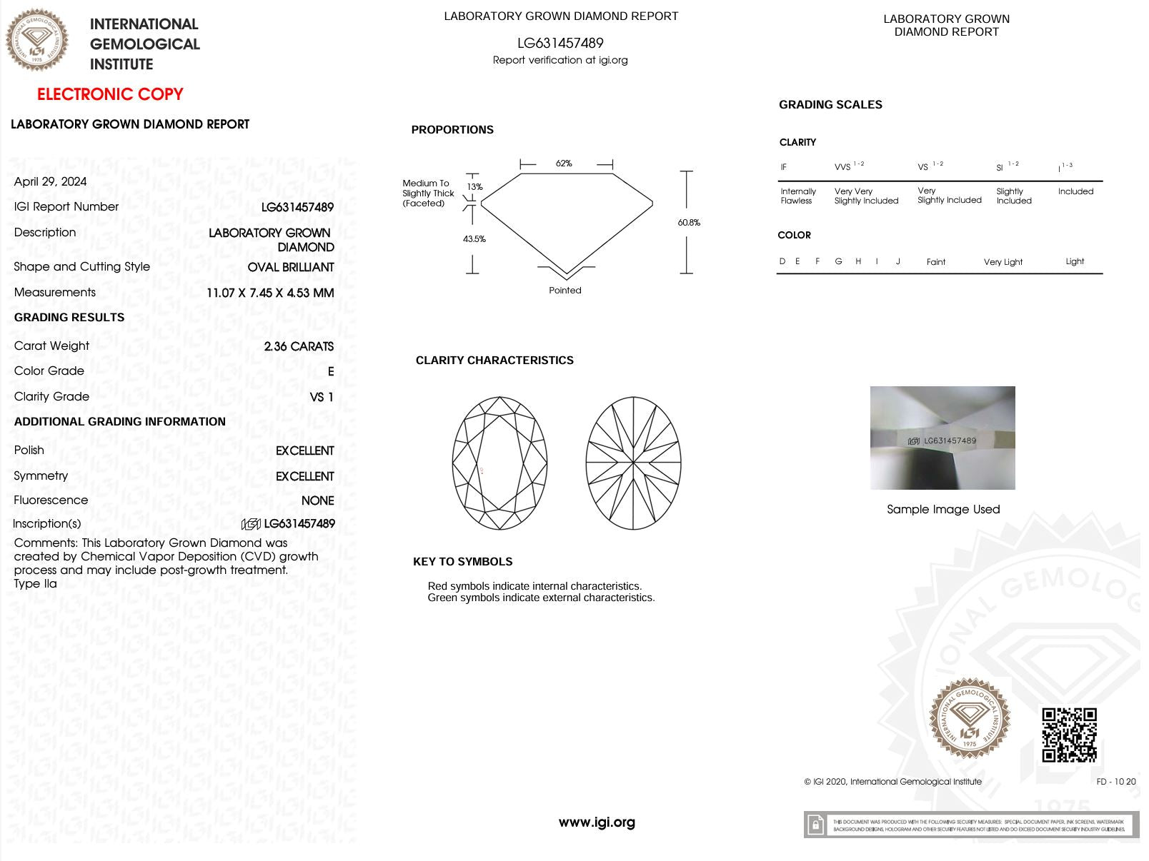 2.36 Carat E-VS1 Oval Lab Grown Diamond - IGI (#51475) Loose Diamond Princess Bride Diamonds 