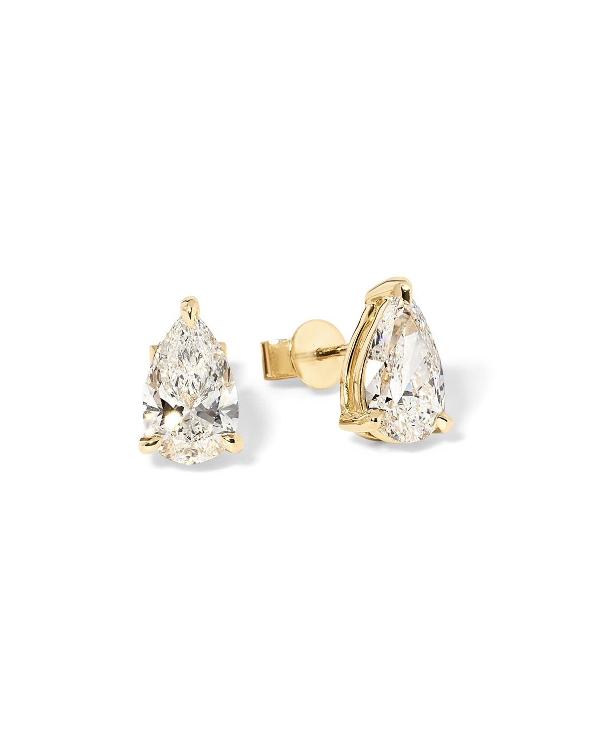 2.40ct D - VS1 Pear Lab Diamond Studs - PBD Earrings