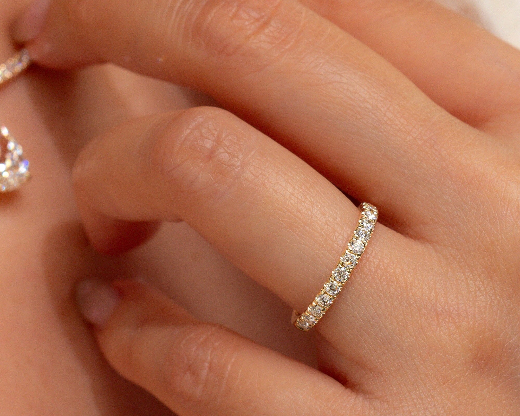 2.4mm Core Pavé Diamond Ring Rings Princess Bride Diamonds 