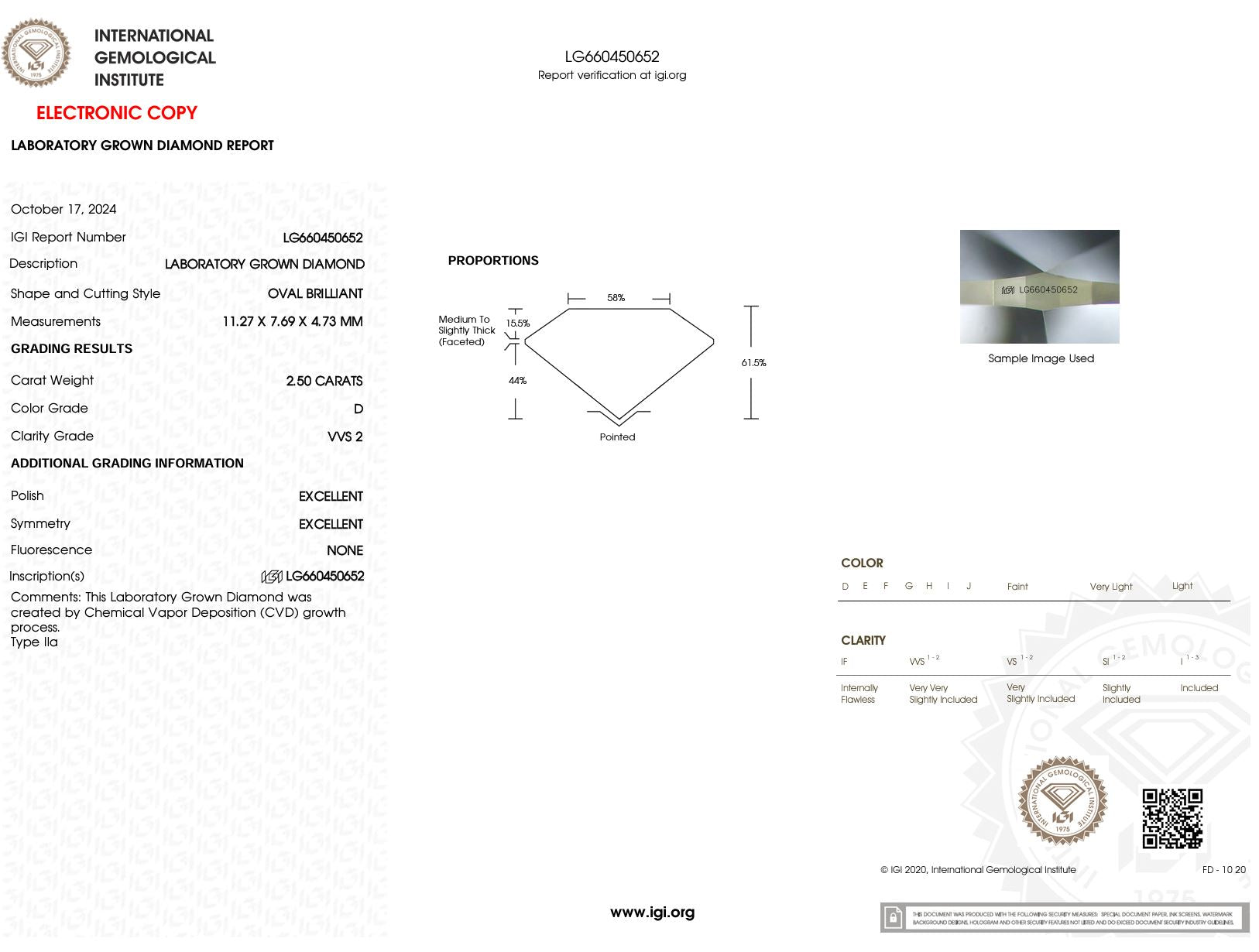 2.50 Carat D-VVS2 Oval Lab Grown Diamond - IGI (#51143) Loose Diamond Princess Bride Diamonds 