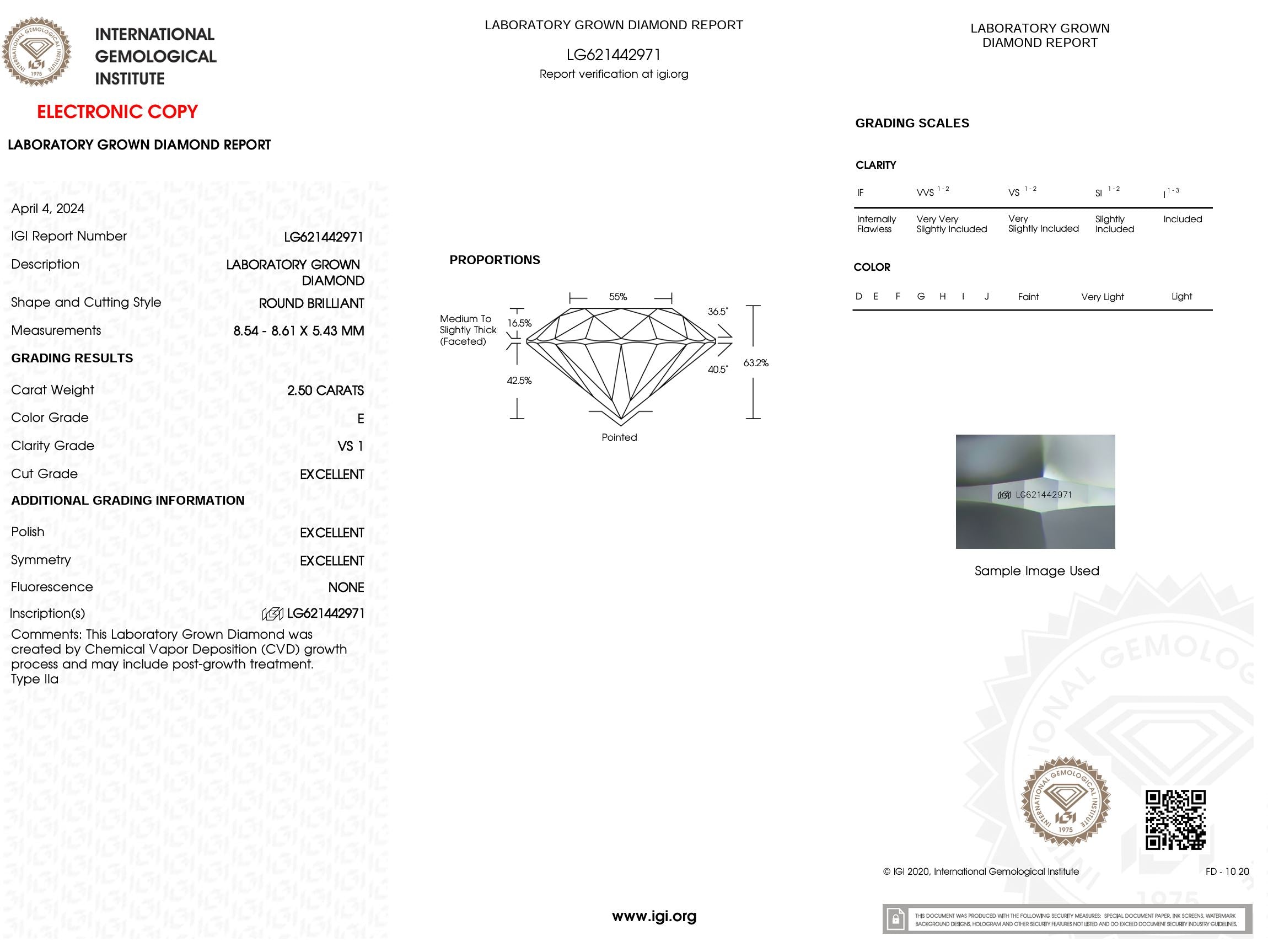 2.50 Carat E-VS1 Round Lab Grown Diamond - IGI (#5138) Loose Diamond Princess Bride Diamonds 