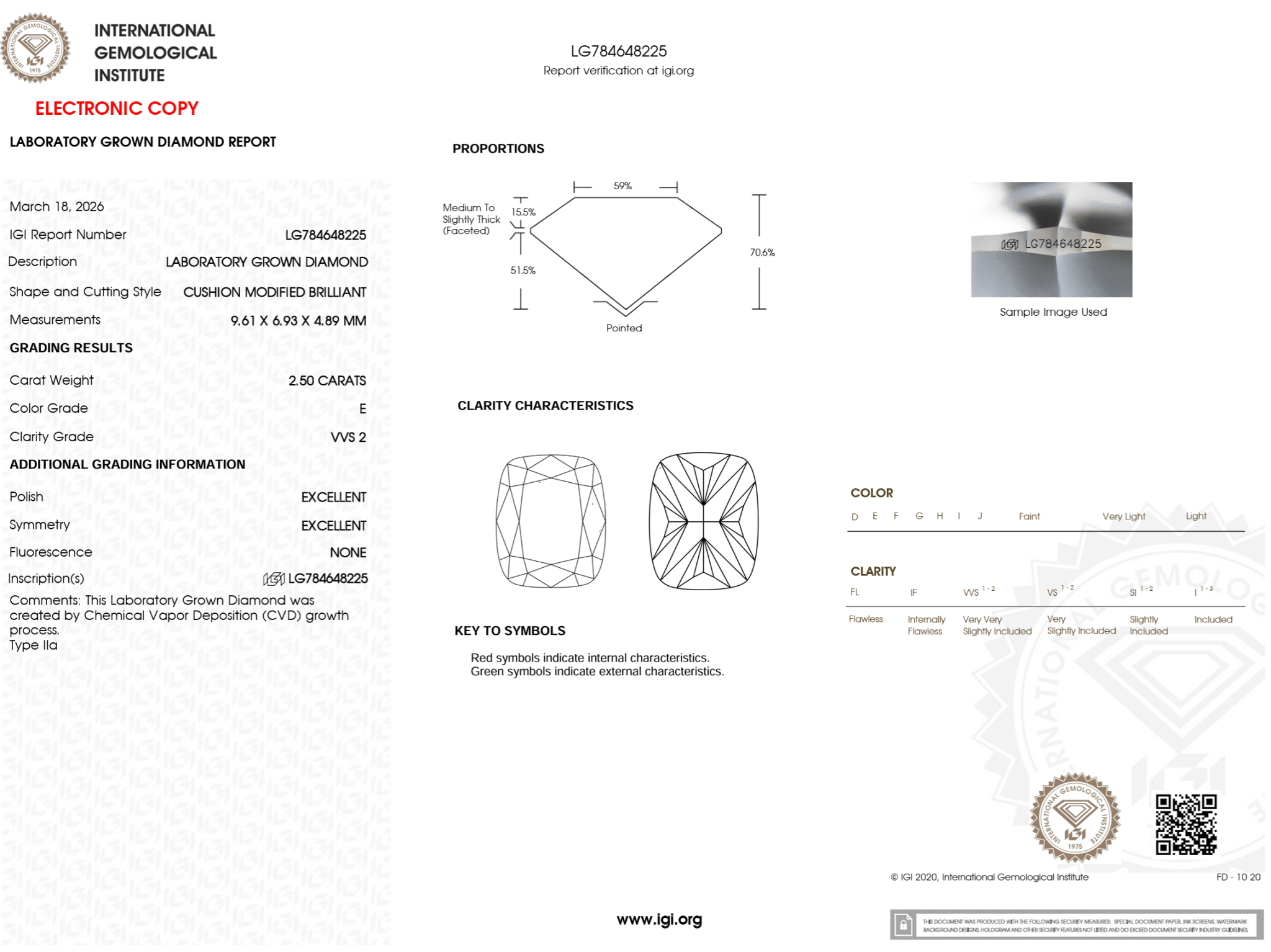 2.50 Carat E - VVS2 Elongated Cushion Lab Grown Diamond - IGI (125201) - PBD Loose Diamond