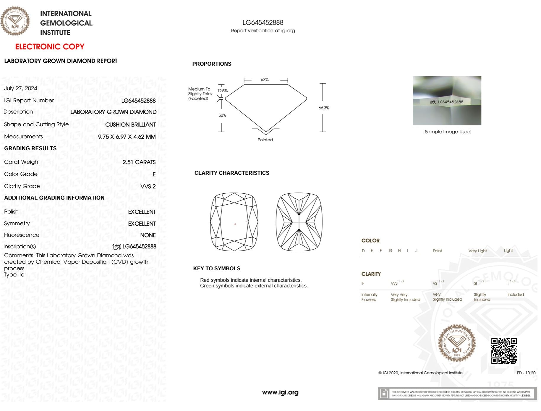 2.51 Carat E-VVS2 Elongated Cushion Lab Grown Diamond - IGI (#50862) Loose Diamond Princess Bride Diamonds 