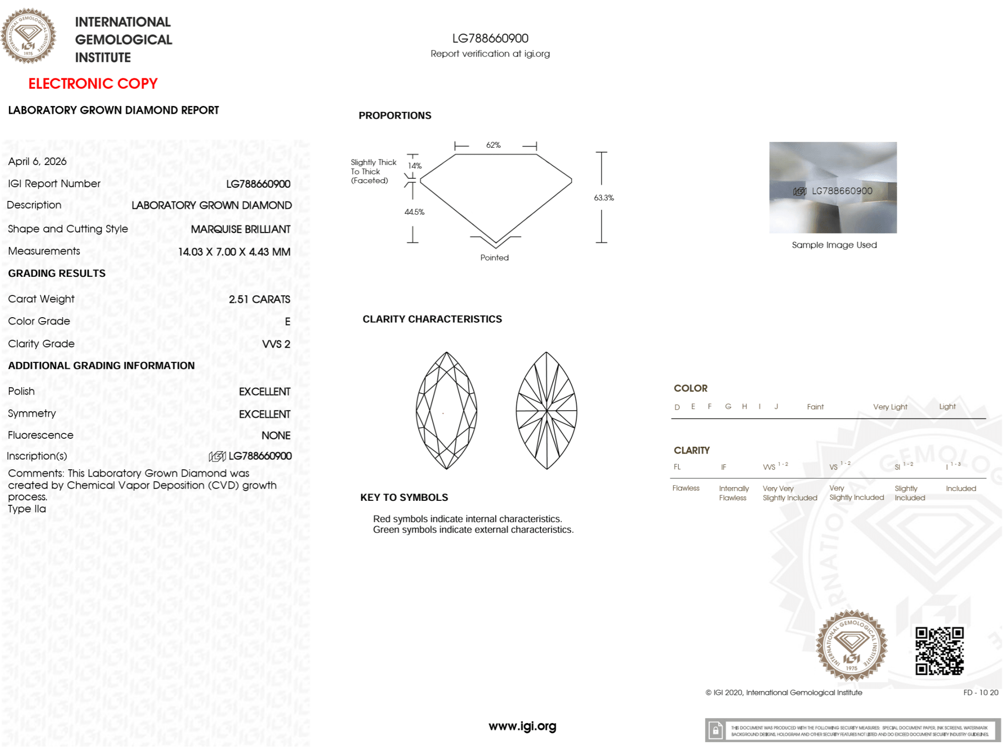 2.51 Carat E-VVS2 Marquise Lab Grown Diamond - IGI (126426) - PBD Loose Diamond