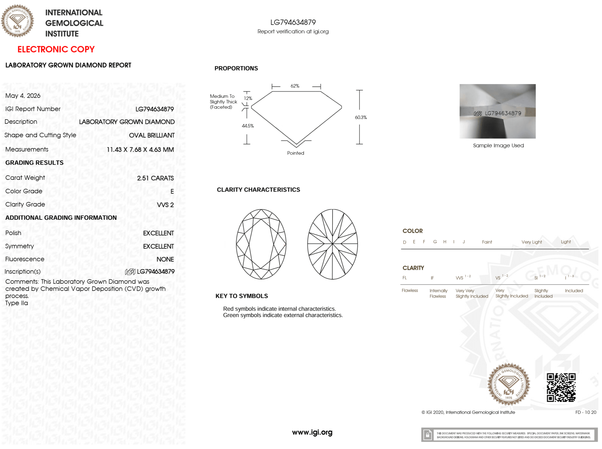 2.51 Carat E-VVS2 Oval Lab Grown Diamond - IGI (126517) - PBD Loose Diamond