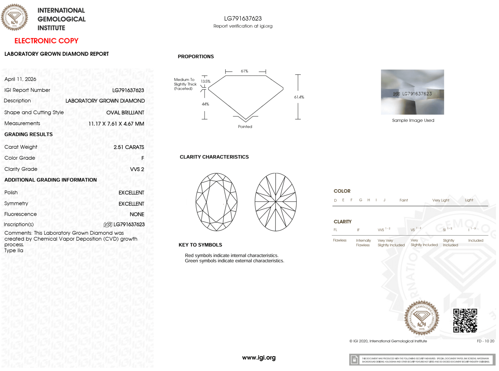 2.51 Carat F-VVS2 Oval Lab Grown Diamond - IGI (126416) - PBD Loose Diamond