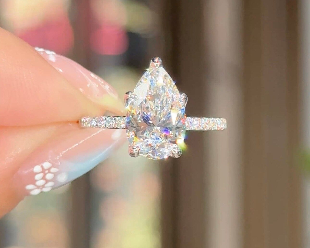 2.51ct D-VS1 Pear Lab Diamond Samantha Engagement Rings Princess Bride Diamonds 