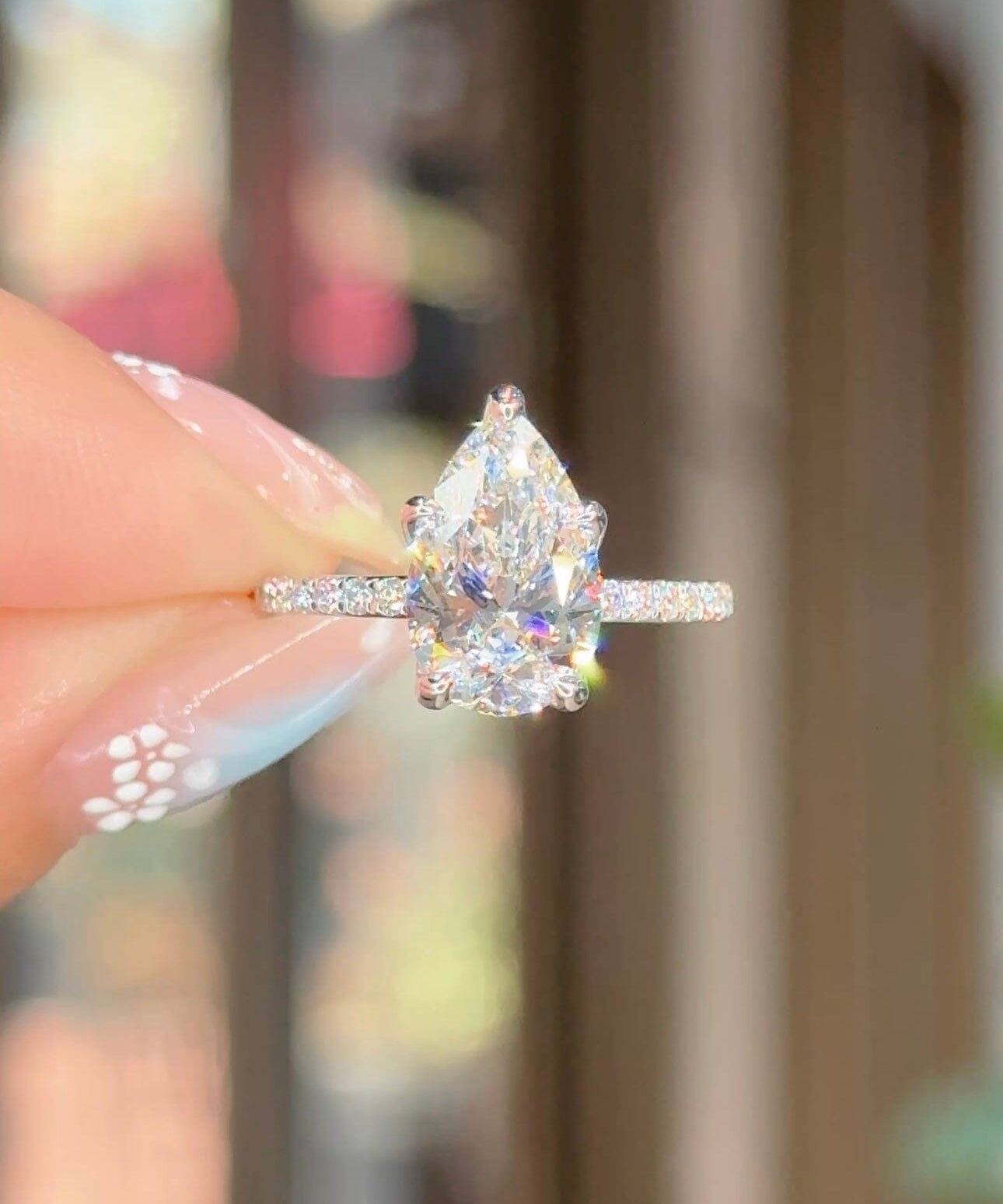 2.51ct D-VS1 Pear Lab Diamond Samantha Engagement Rings Princess Bride Diamonds 