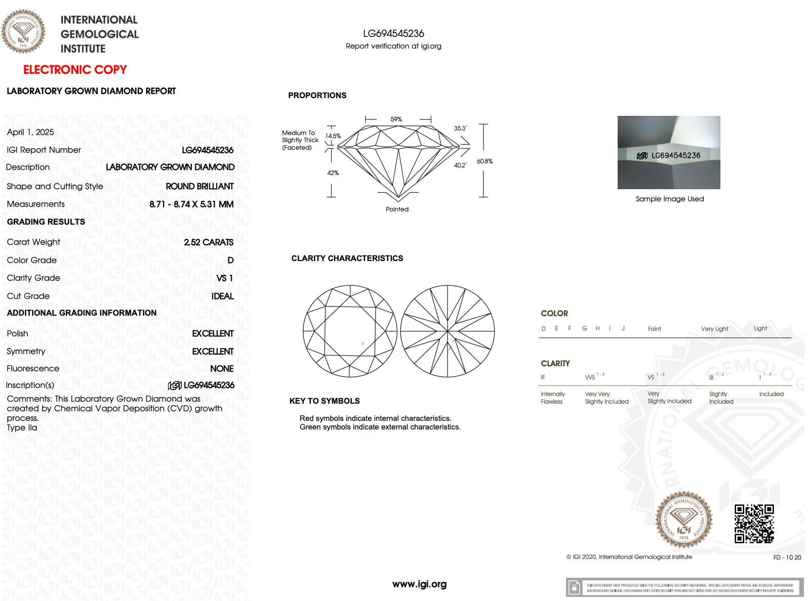 2.52ct D - VS1 Round Lab Diamond Samantha - PBD Engagement Rings