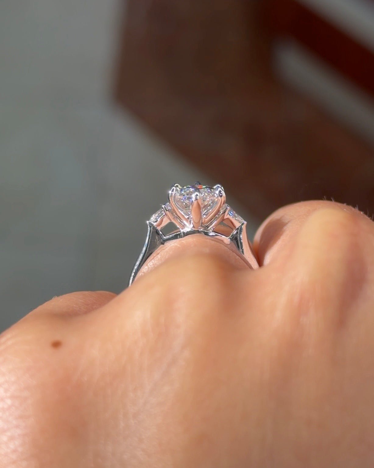 2.52ct E - VS1 Marquise Lab Diamond Petite Gracie - PBD Engagement Rings