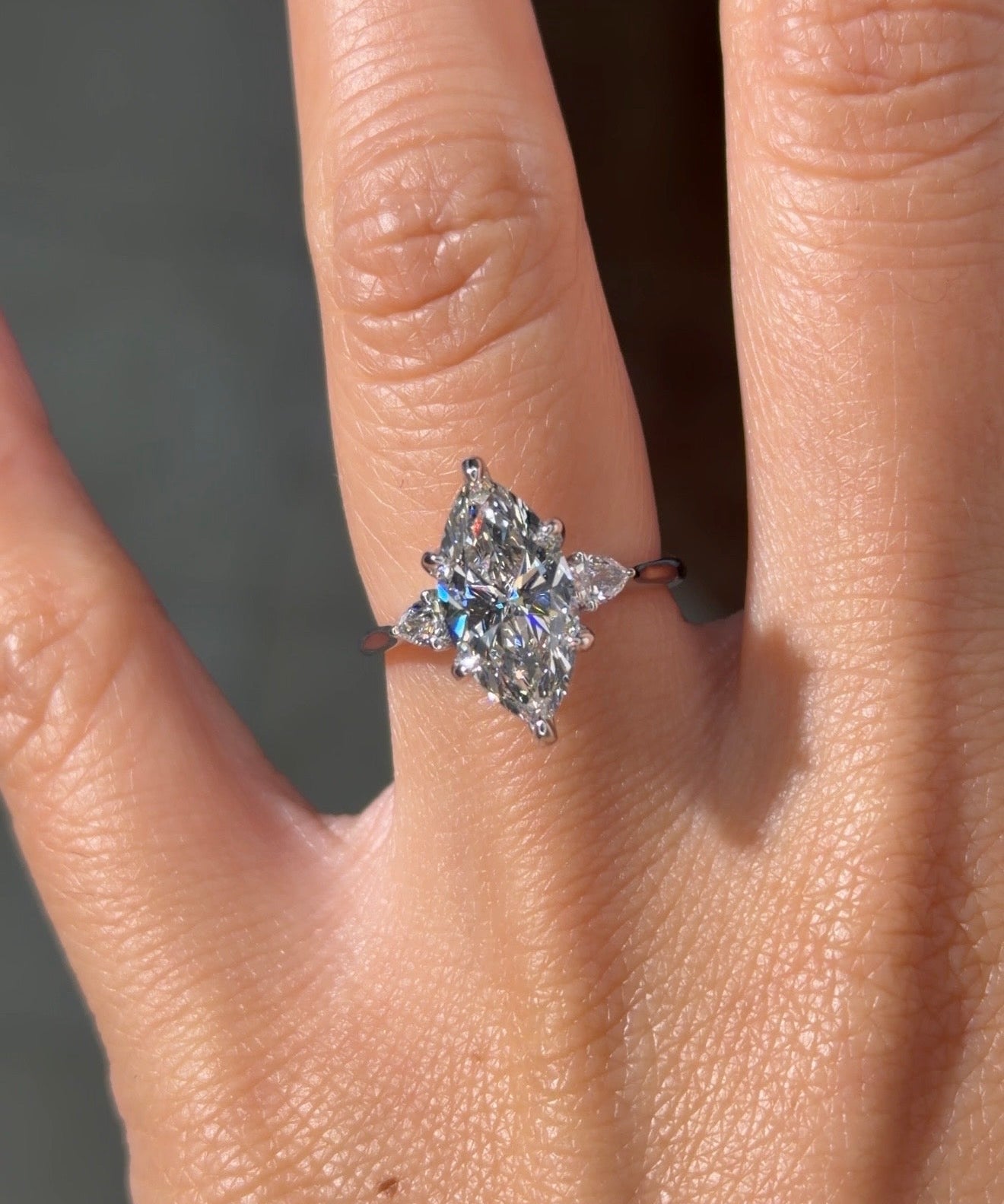 2.52ct E - VS1 Marquise Lab Diamond Petite Gracie - PBD Engagement Rings