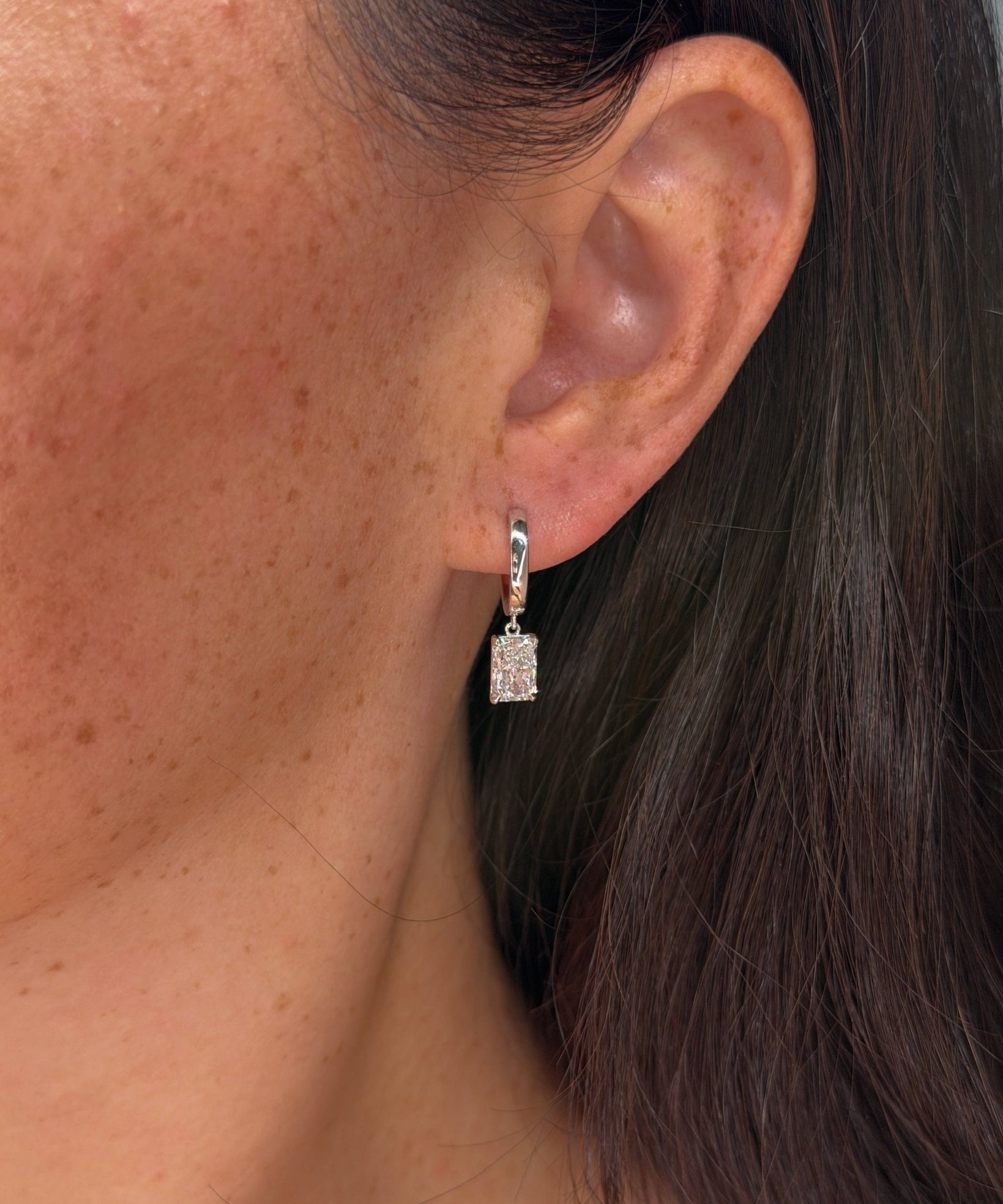 2.52cttw Radiant High Polish Huggie Drop White Gold - PBD Earrings