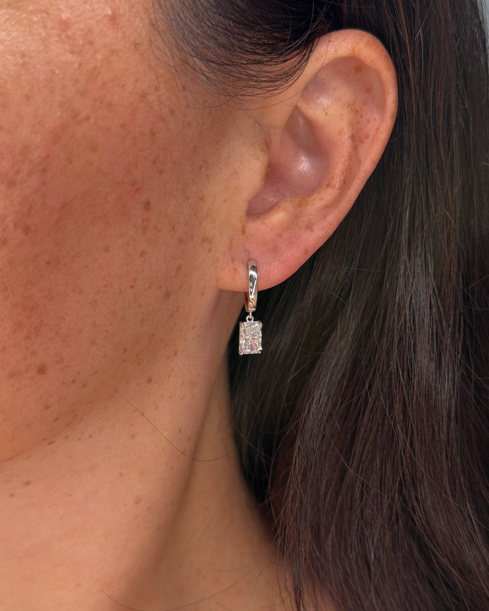 2.52cttw Radiant High Polish Huggie Drop White Gold - PBD Earrings