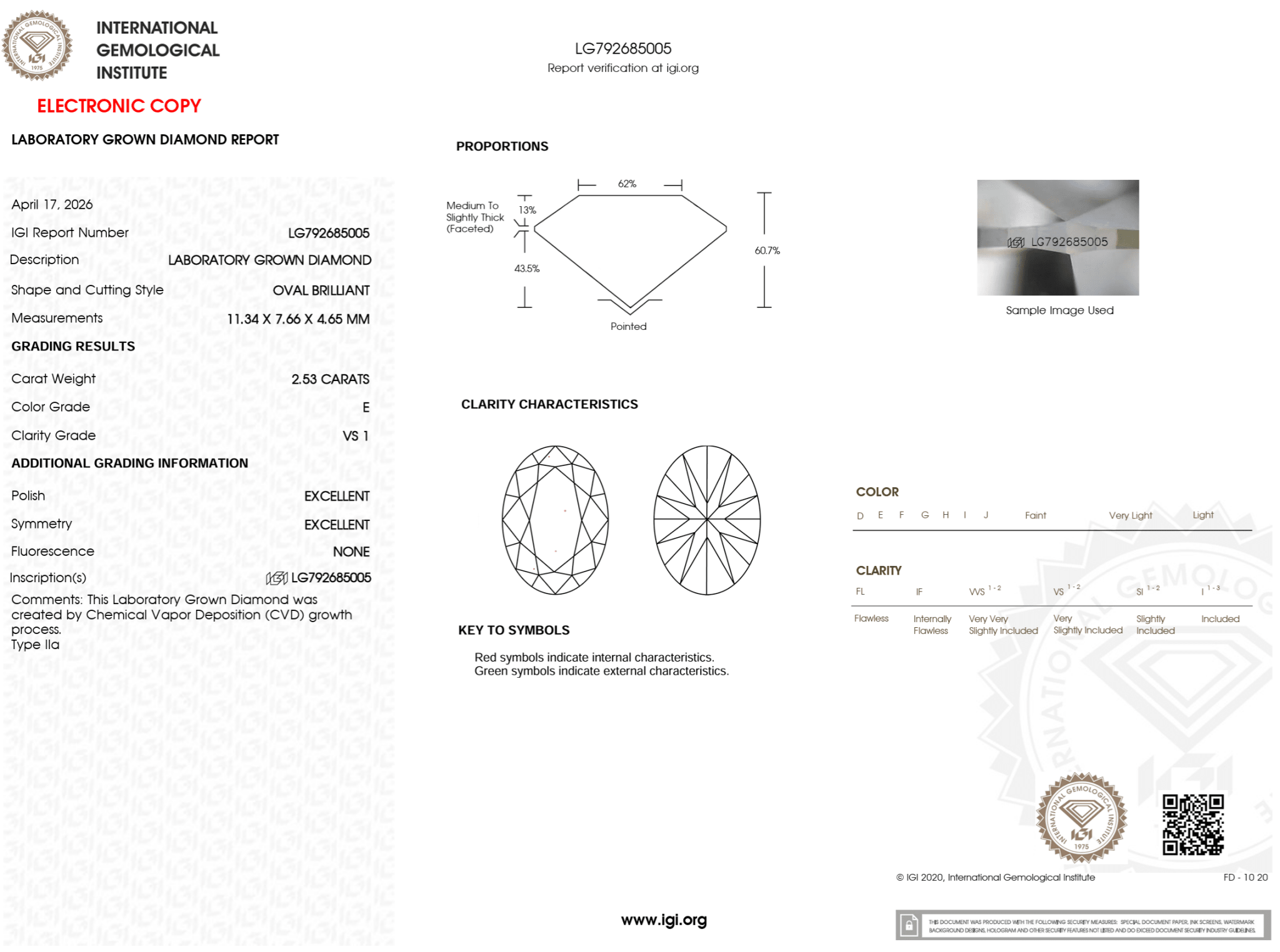 2.53 Carat E-VS1 Oval Lab Grown Diamond - IGI (126526) - PBD Loose Diamond