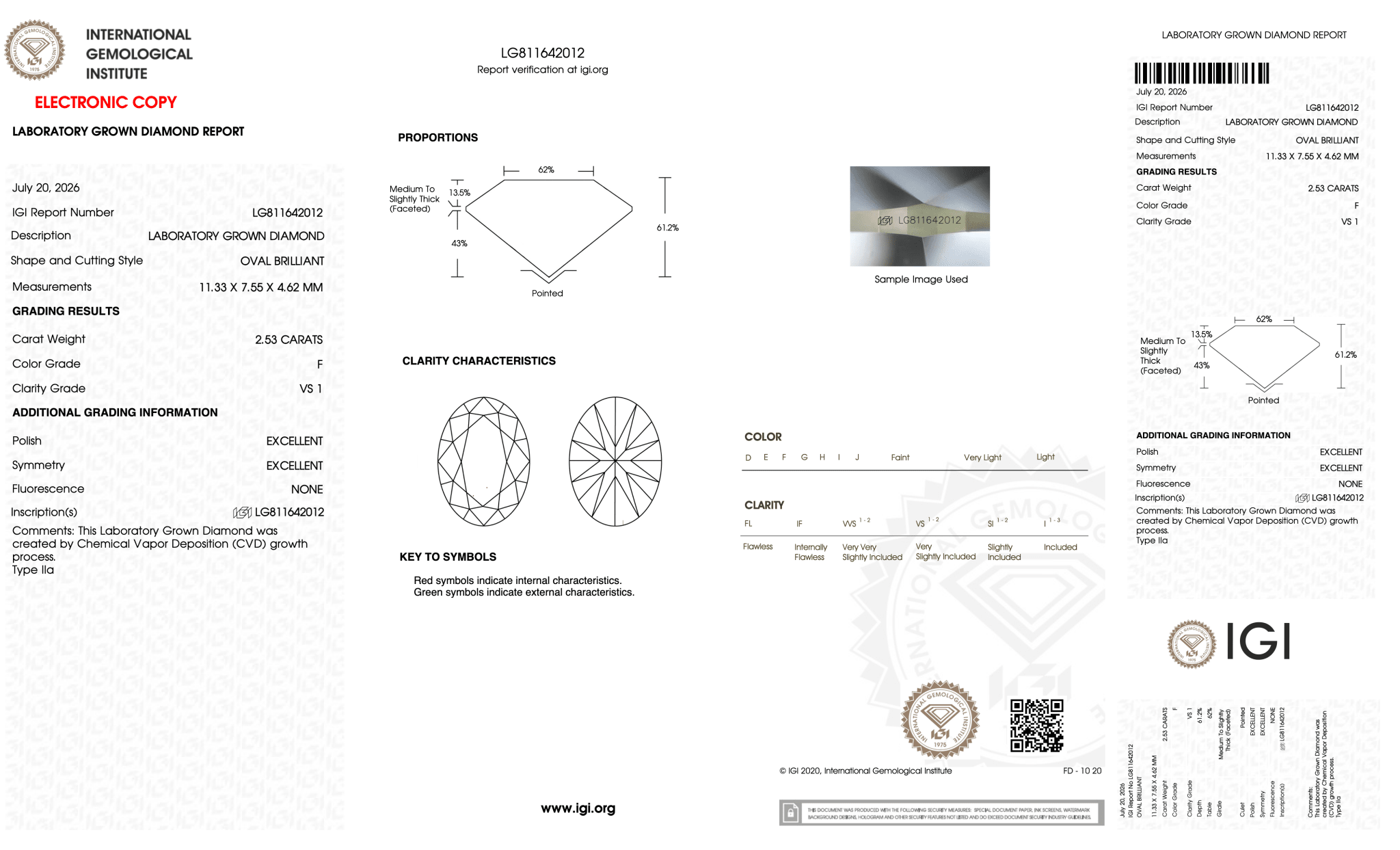 2.53 Carat F-VS1 Oval Lab Grown Diamond - IGI (127636) - PBD Loose Diamond
