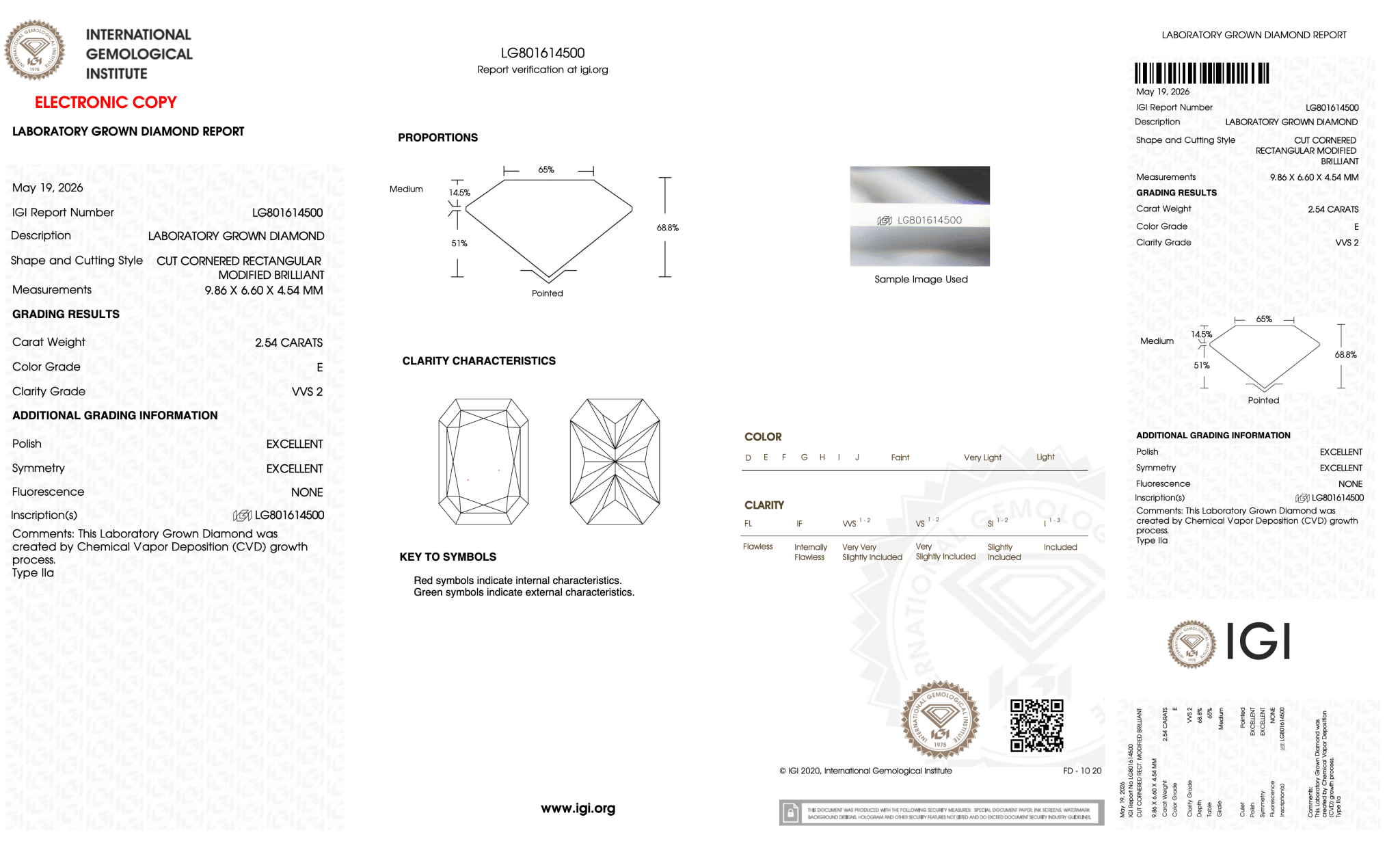 2.54 Carat E-VVS2 Radiant Lab Grown Diamond - IGI (128000) - PBD Loose Diamond
