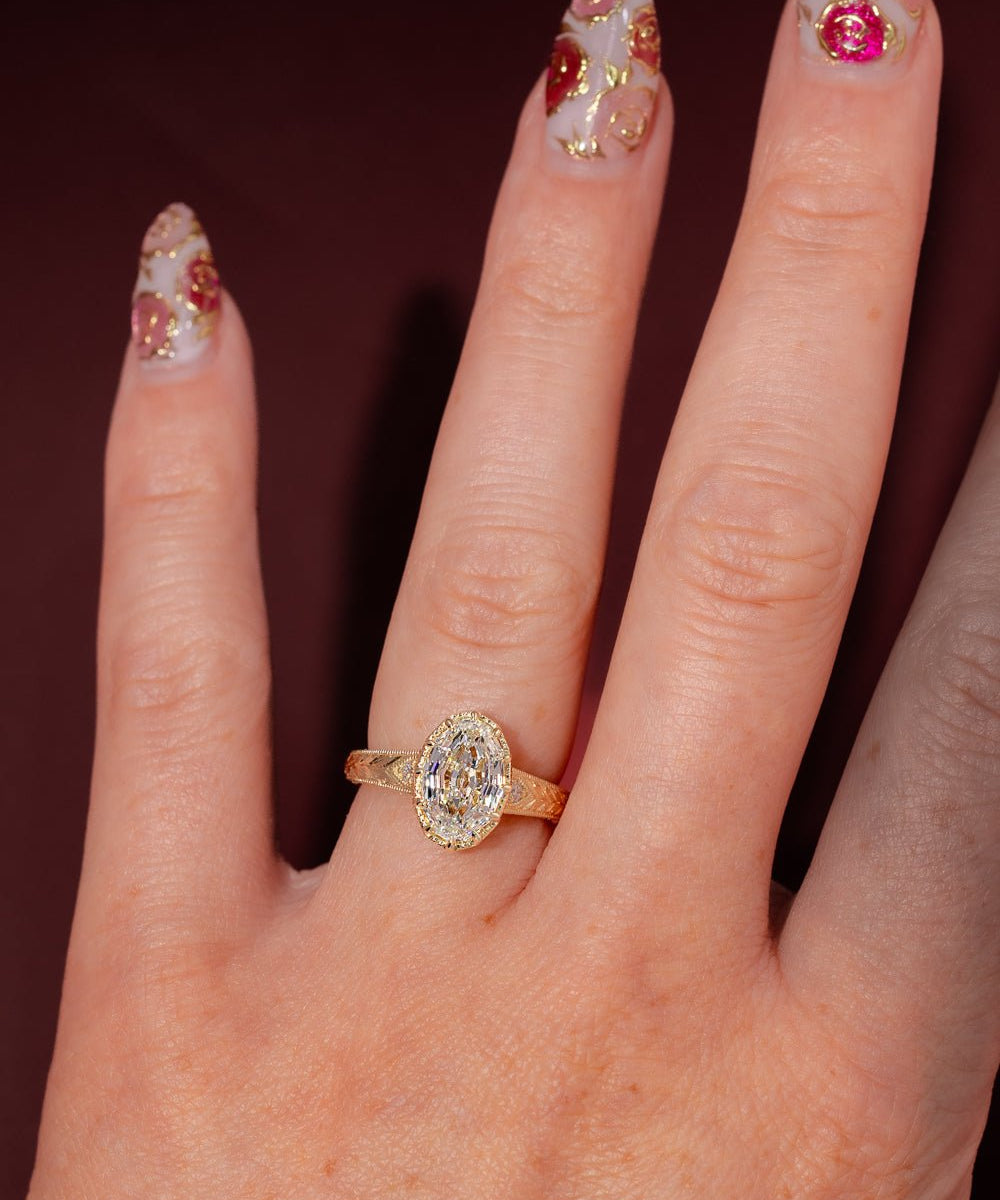 2.55ct E - VS1 Step Cut Oval Lab Diamond Evelyn - PBD Engagement Rings