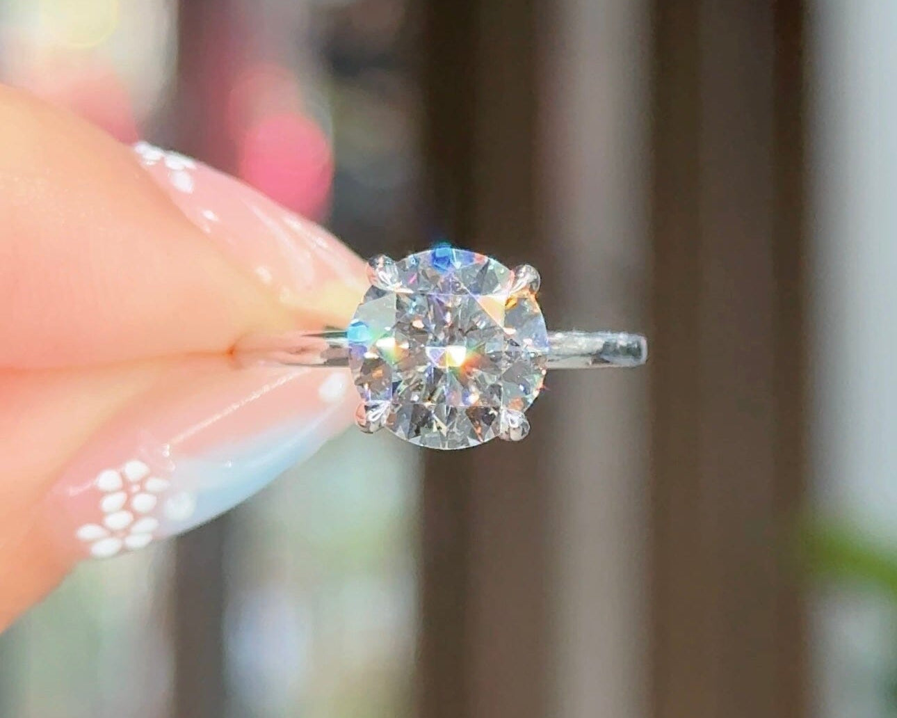 2.56ct D-VS1 Round Lab Diamond Leah Engagement Rings Princess Bride Diamonds 