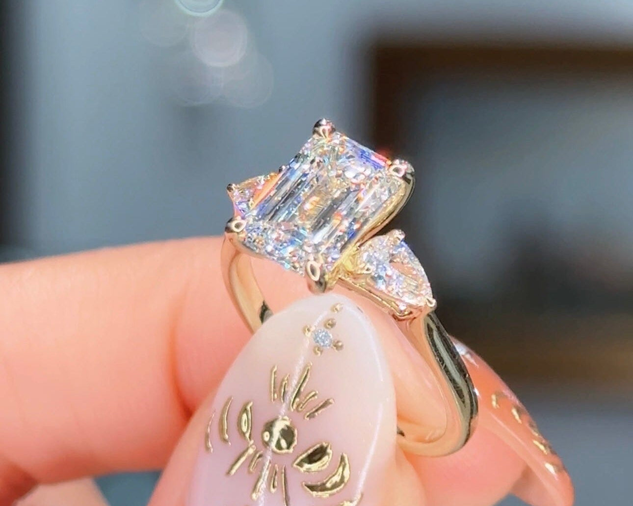 2.59ct D-VVS2 Emerald Lab Diamond Gracie Engagement Rings Princess Bride Diamonds 
