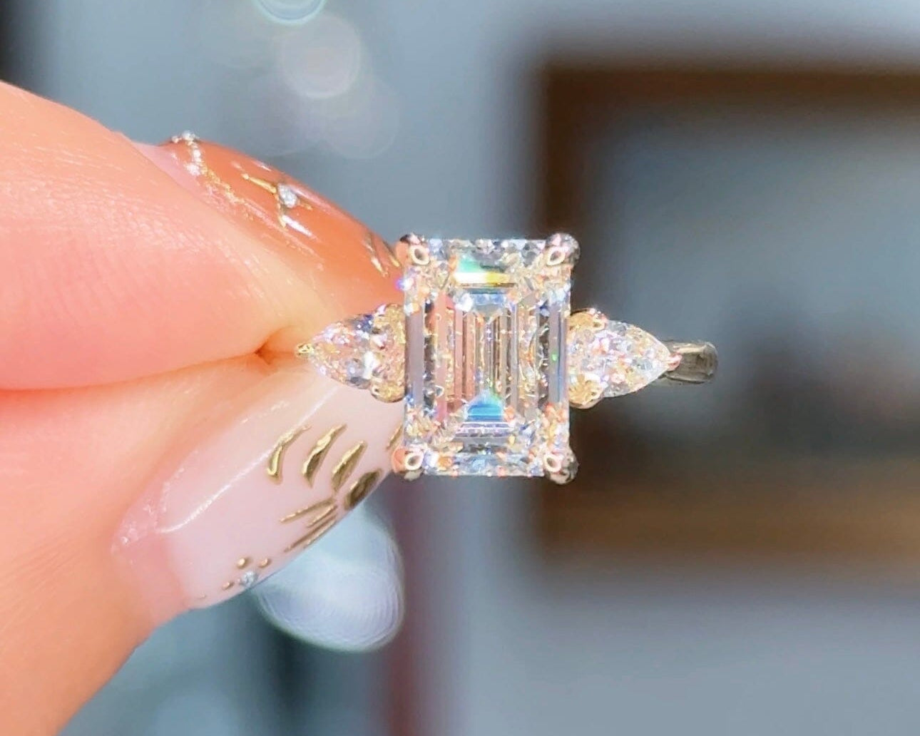 2.59ct D-VVS2 Emerald Lab Diamond Gracie Engagement Rings Princess Bride Diamonds 