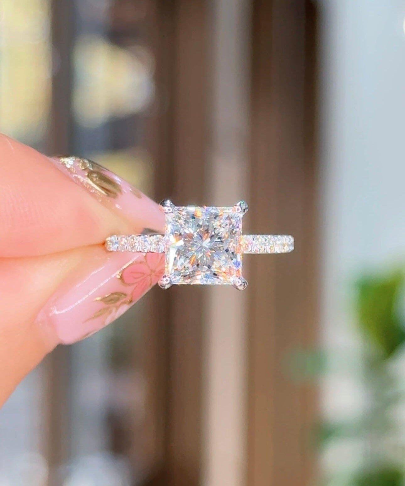 2.59ct E-VS1 Princess Lab Diamond Stephanie Engagement Rings Princess Bride Diamonds 