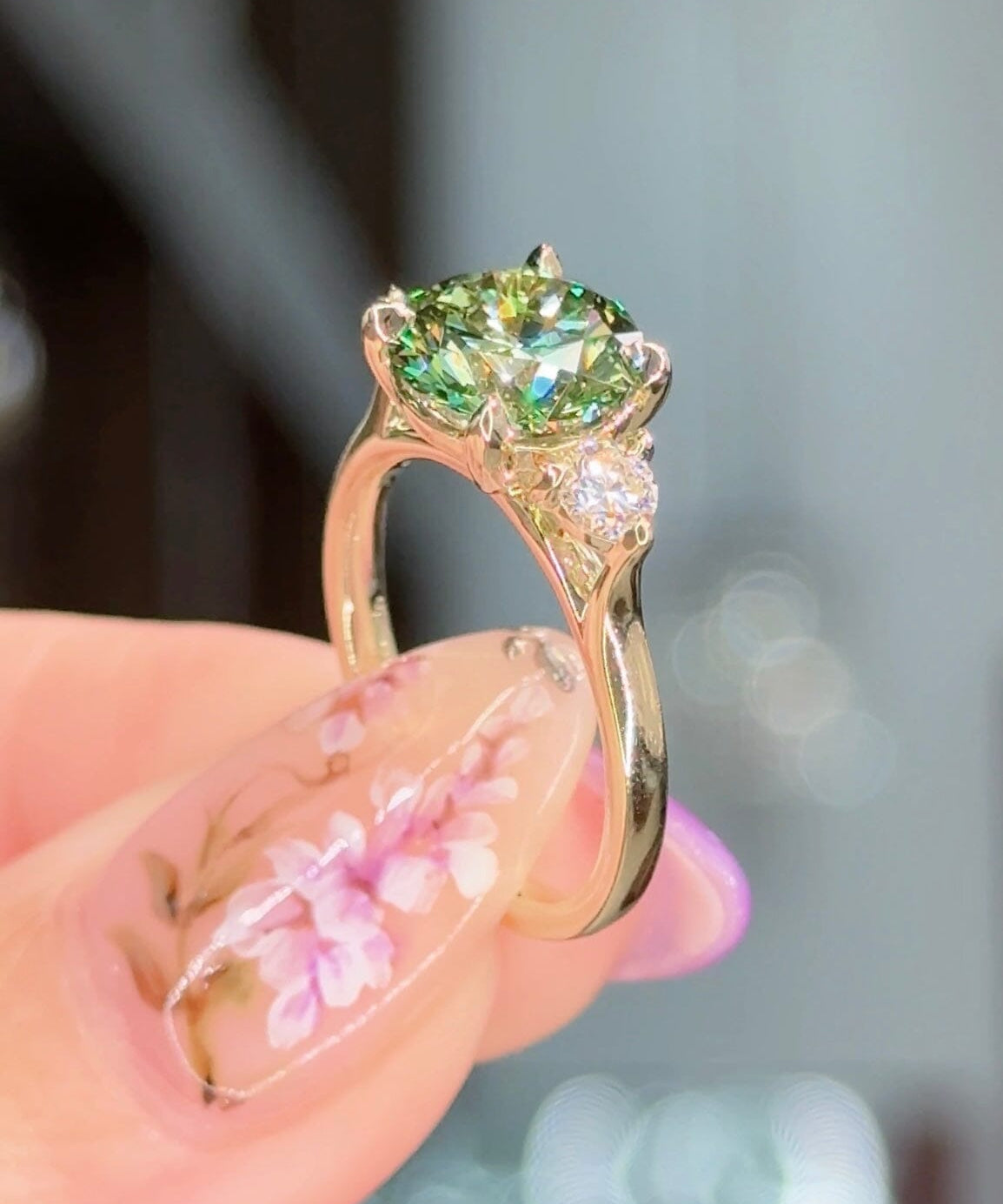 2.59ct Fancy Vivid Green-VS1 Round Lab Diamond Meghan Engagement Rings Princess Bride Diamonds 