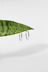 25x2mm Hollow High Polish Hoop 14k White