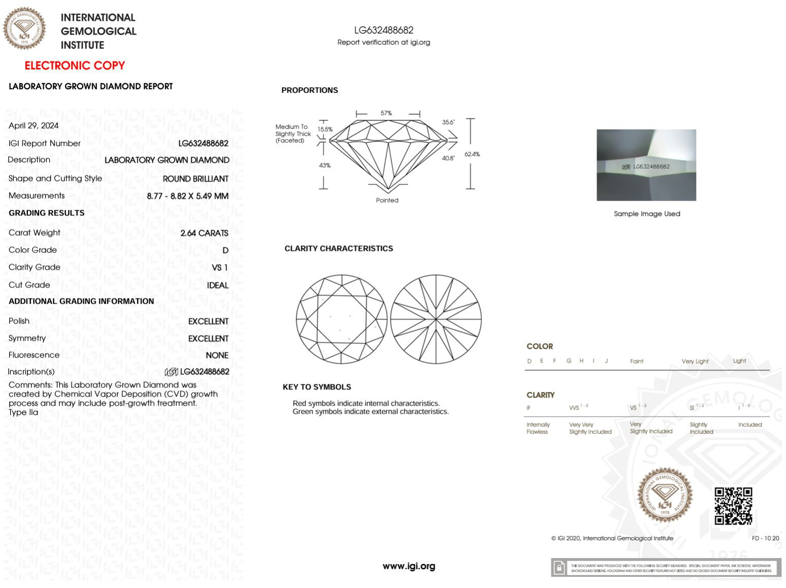 2.64 Carat D-VS1 Round Lab Grown Diamond - IGI (#49228) Loose Diamond Princess Bride Diamonds 