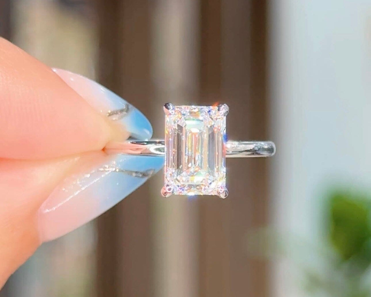 2.64ct D-VS1 Emerald Lab Diamond Leah Engagement Rings Princess Bride Diamonds 