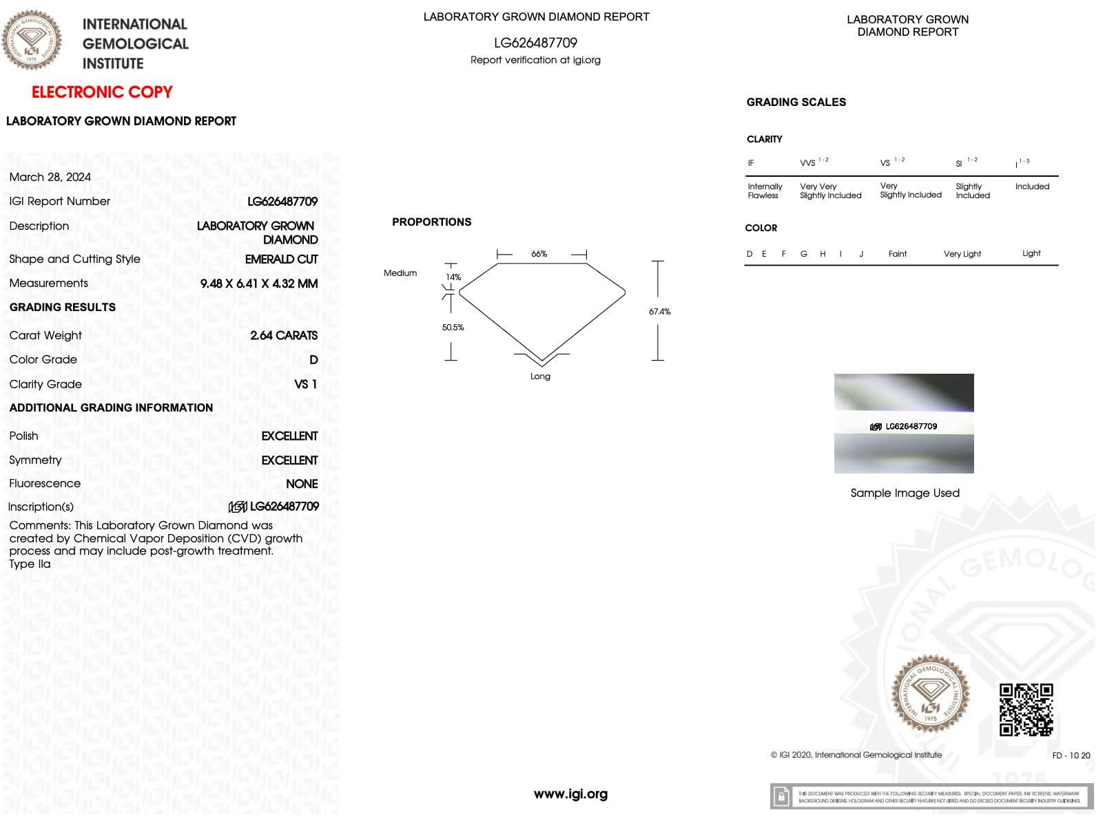 2.64ct D - VS1 Emerald Lab Diamond Leah - PBD Engagement Rings