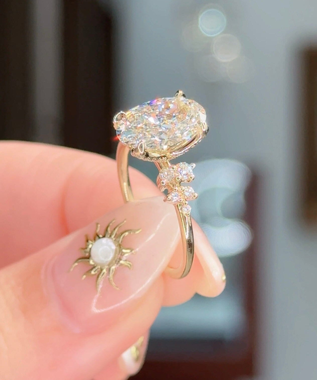 2.65ct F-VS1 Oval Lab Diamond Luna Engagement Rings Princess Bride Diamonds 