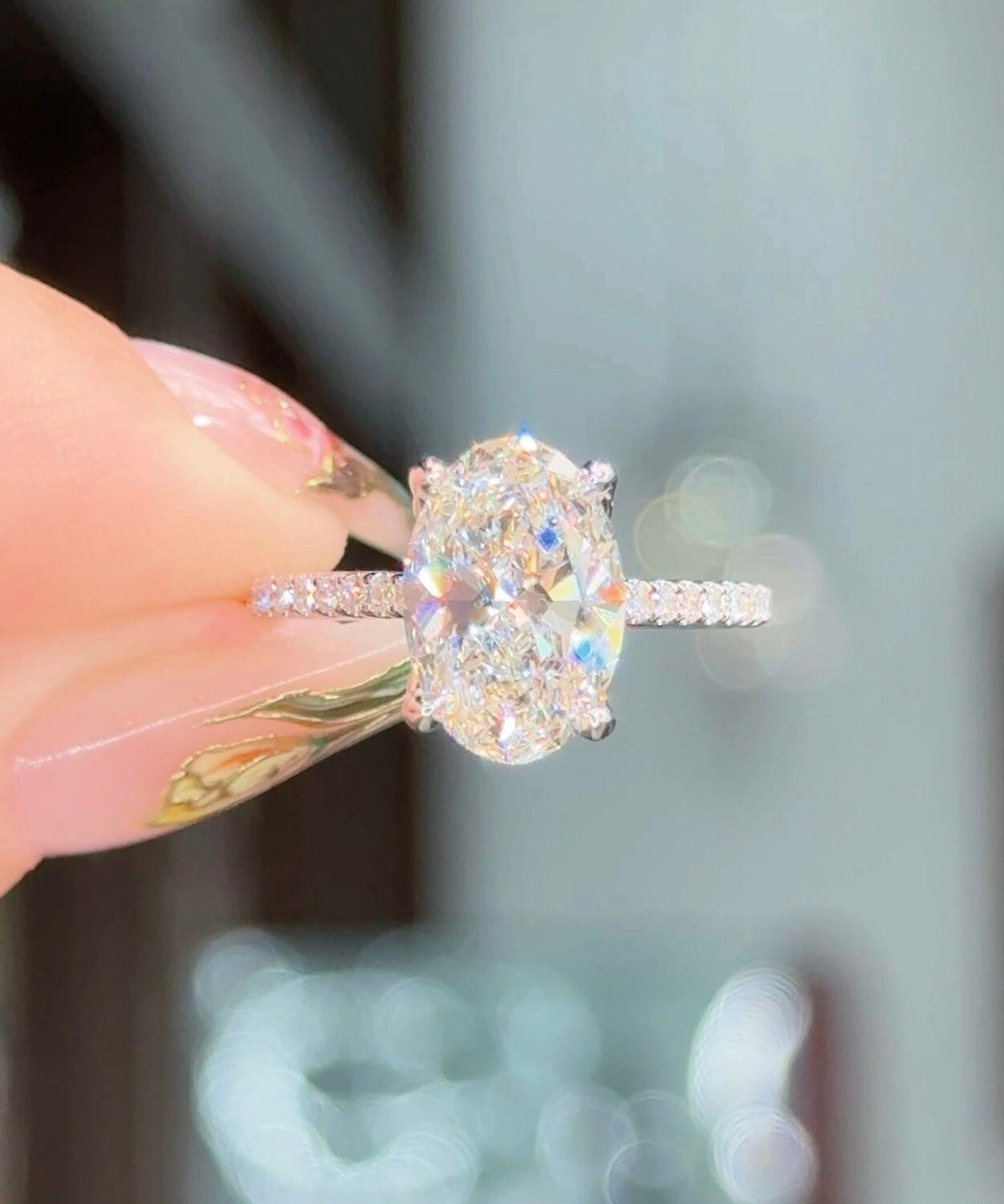 2.67ct F-VS1 Oval Lab Diamond Isabela Engagement Rings Princess Bride Diamonds 